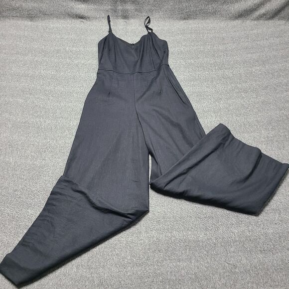 Fifteen Twenty Cropped Jumpsuit Womens XS Black Wide Leg Sleeveless Dressy USA - Picture 1 of 10